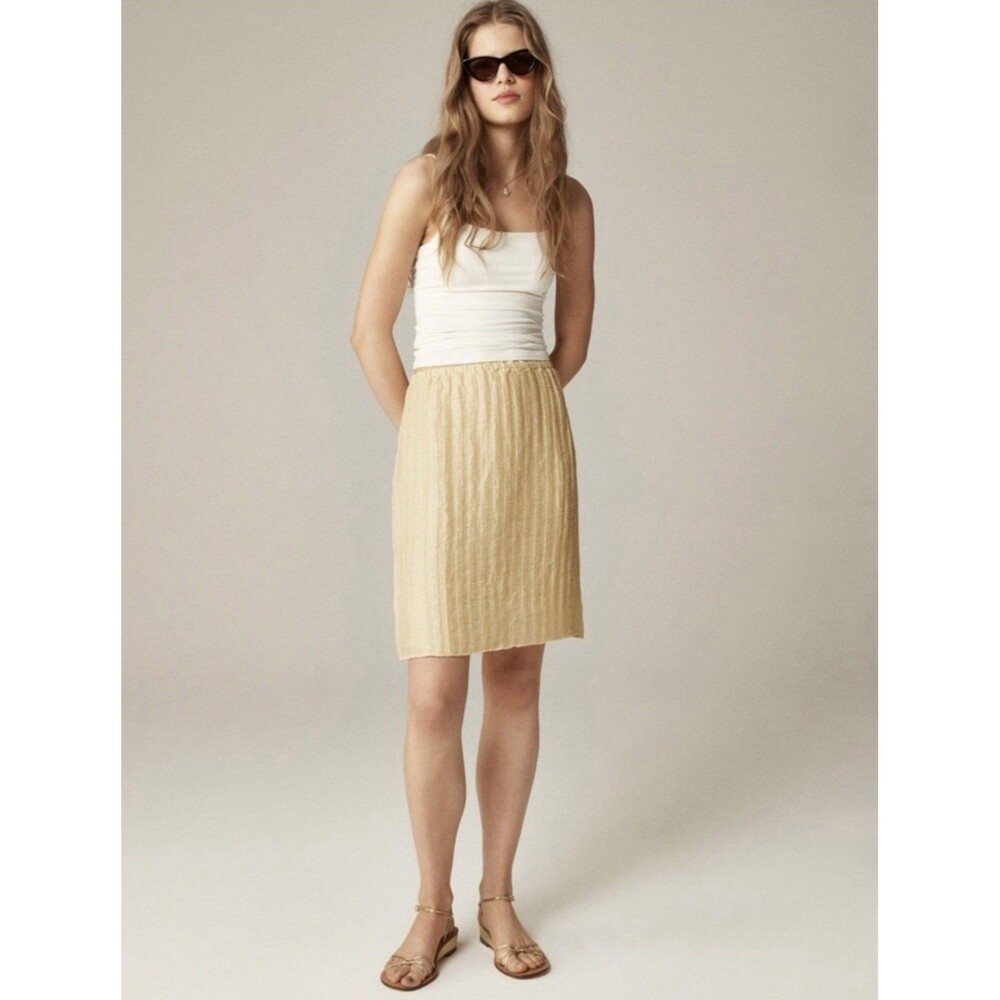 NWT J. Crew Pale Yellow Textured Linen-Blend Mini Skirt Chic Women’s Size 8 NEW